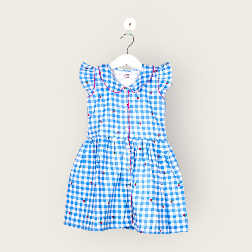 Blue Checked Peter Pan Coloured Frock/2-3 Years