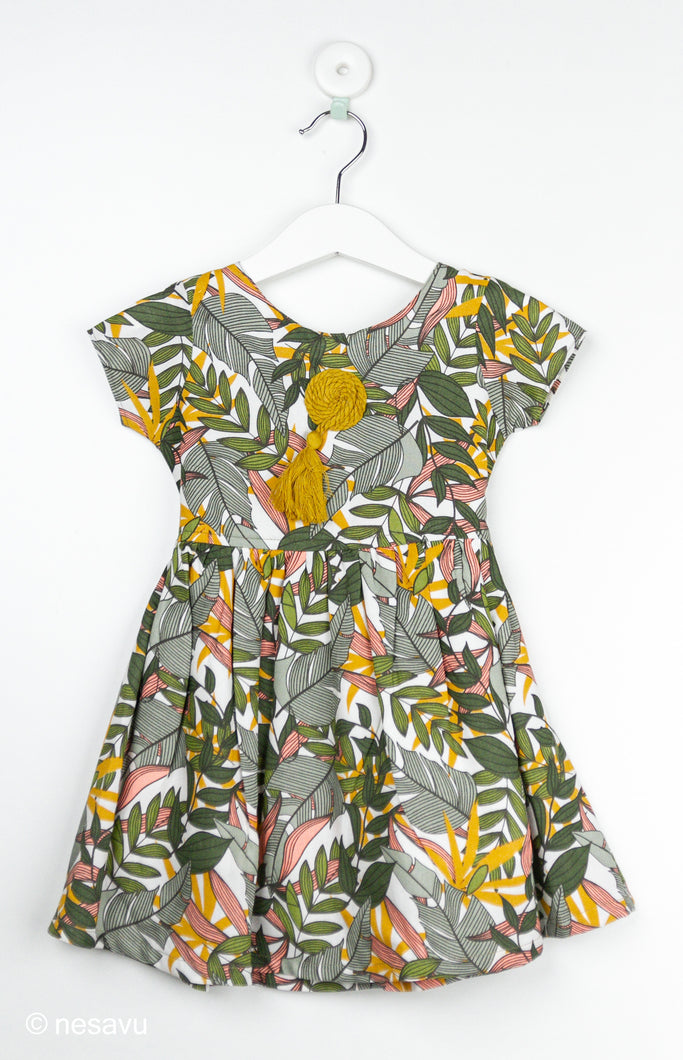 Green Forest Print Cotton Frock/2-3 Years