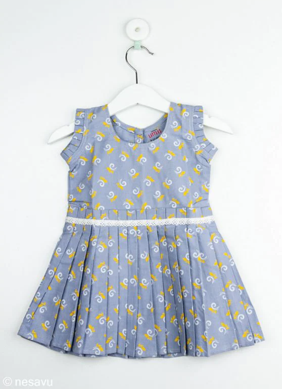 Grey With Yellow Leaf Print Frock/2_3 Years