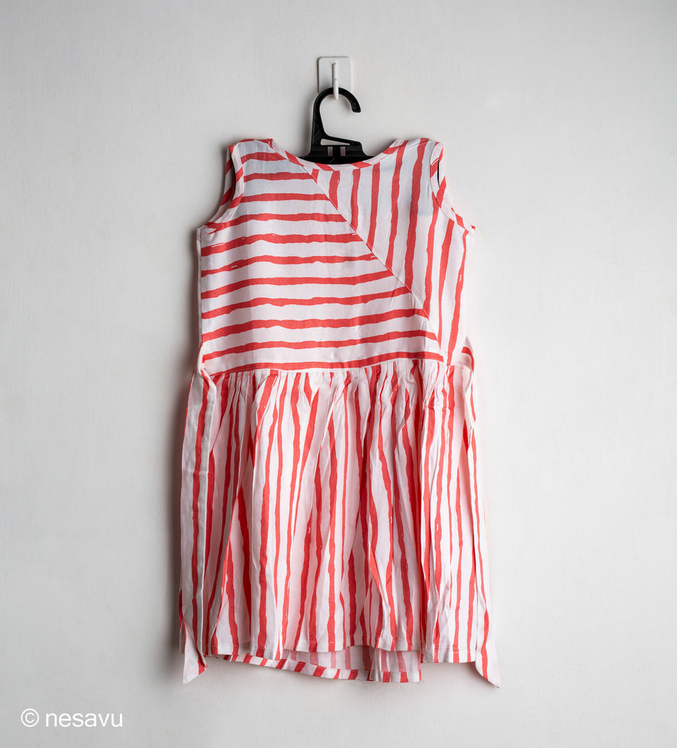 Red and White Striped Frock/ 2_3 years