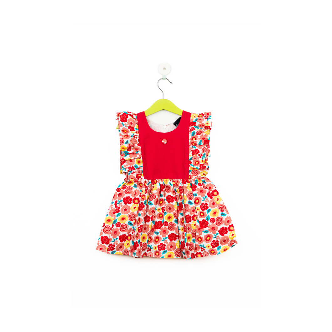 Red Floral Frill Frock/2_3 Years