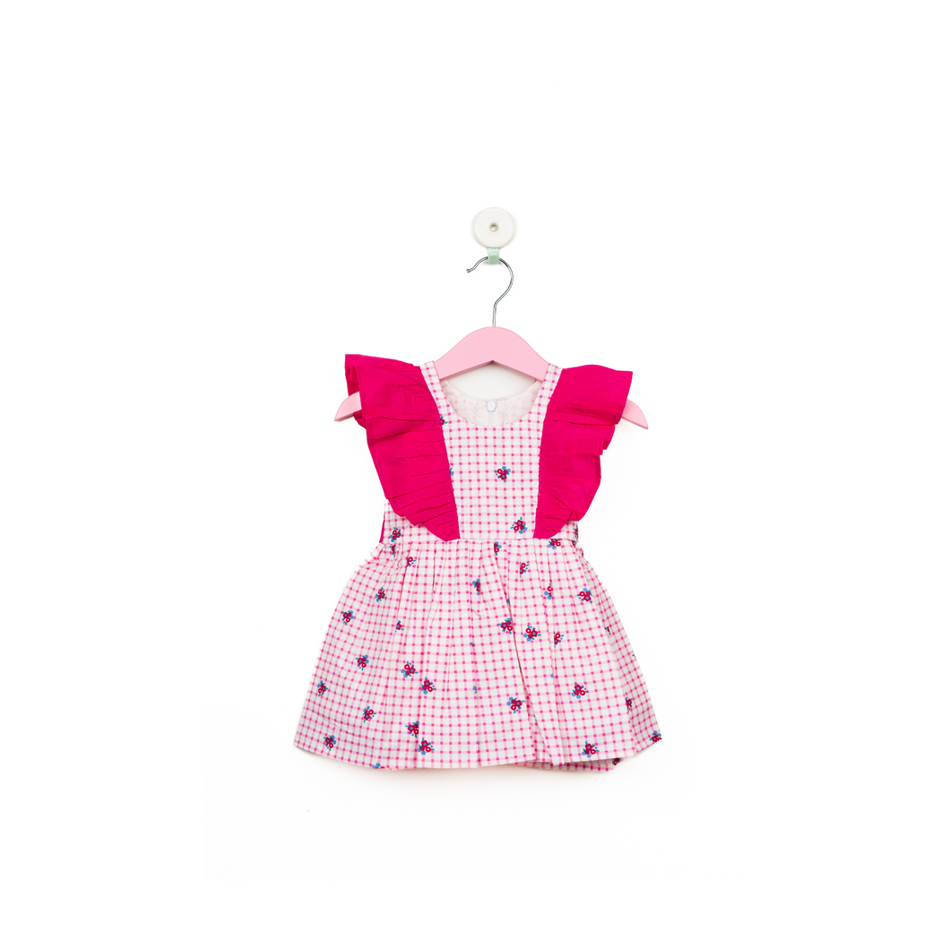 White with Pink Floral Print Frock/2_3 Years
